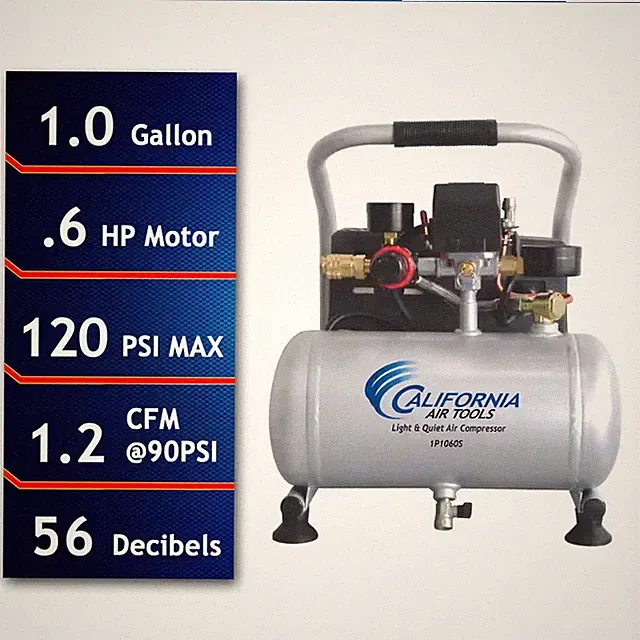 1.0 Gal. Light and Quiet Steel Tank Electric Portable Air Compressor