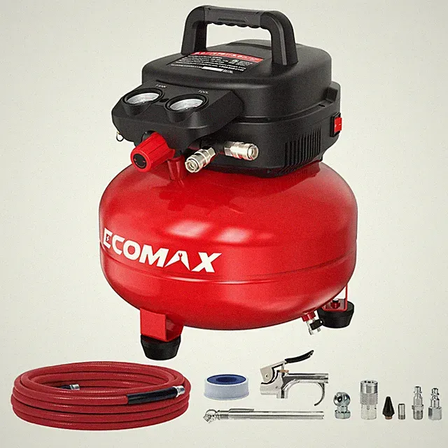 Air Compressor 6 Gallon 175 PSI Pancake Portable Oil-free Tank with 10 PCS Ac...