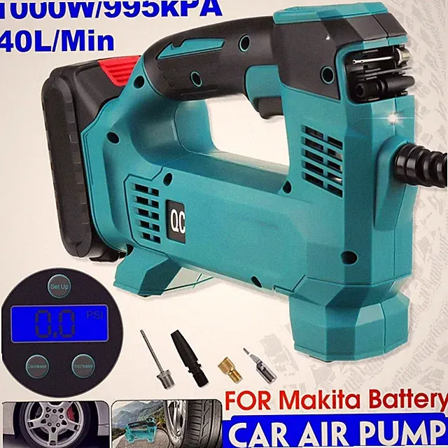 Cordless Car Air Compressor Inflator - Portable, Lightweight & LCD Display