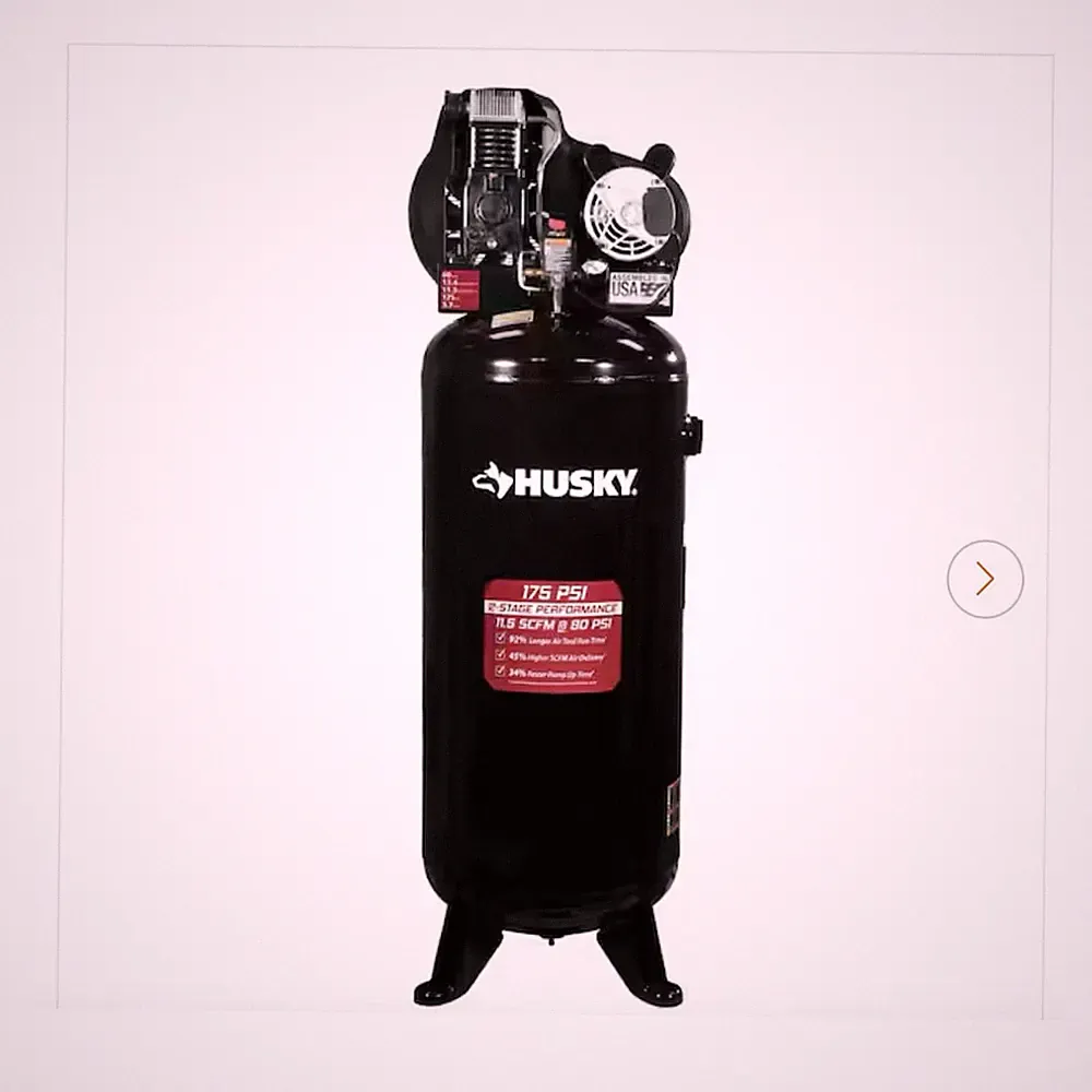 Husky Stationary Tank Type Air Compressor 175 PSI High Pressure Black
