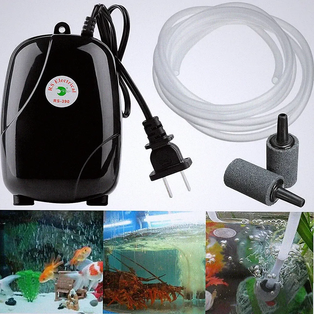 New Air Pump Large Aquarium Fish Tank Pump Hydroponic Oxygen 2 Outlet 5W Pump